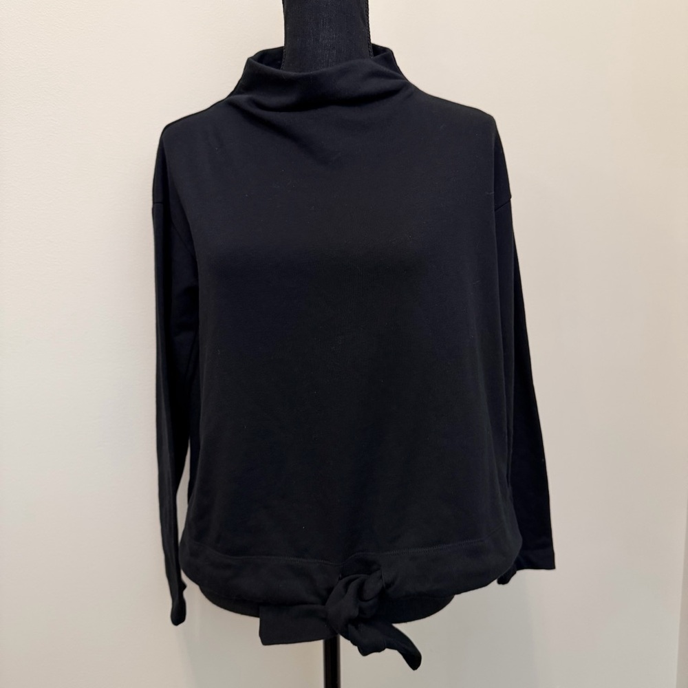 Banana Republic Women’s XS Boxy Fit Mock Neck Black Knit Sweater Cinch Tie Waist